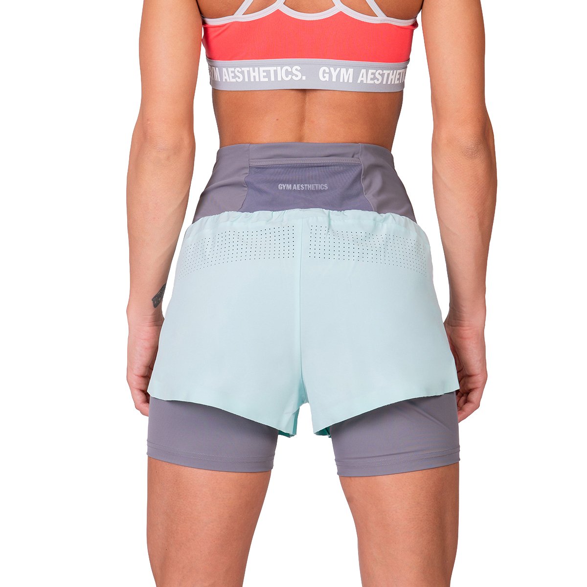 Image of Activewear 2in1 Color Block Running Shorts for Women